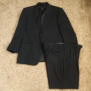 Botany Five‎ Hundred 500 Couture 44R 40x27 Pants 2 Piece Suit Black Pinstripe